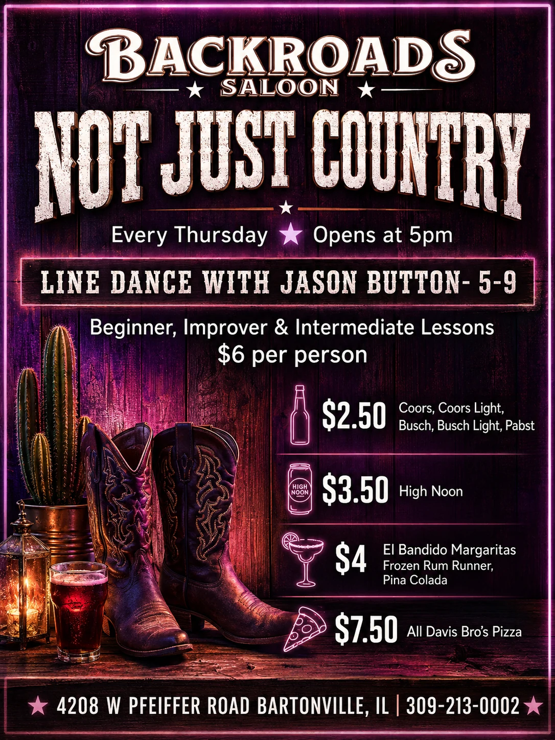 Backroads Saloon weekly event programming
