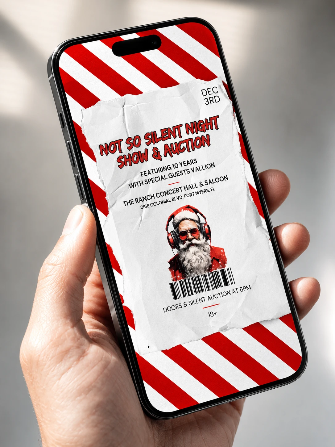 Not So Silent Night mobile ticket visual support