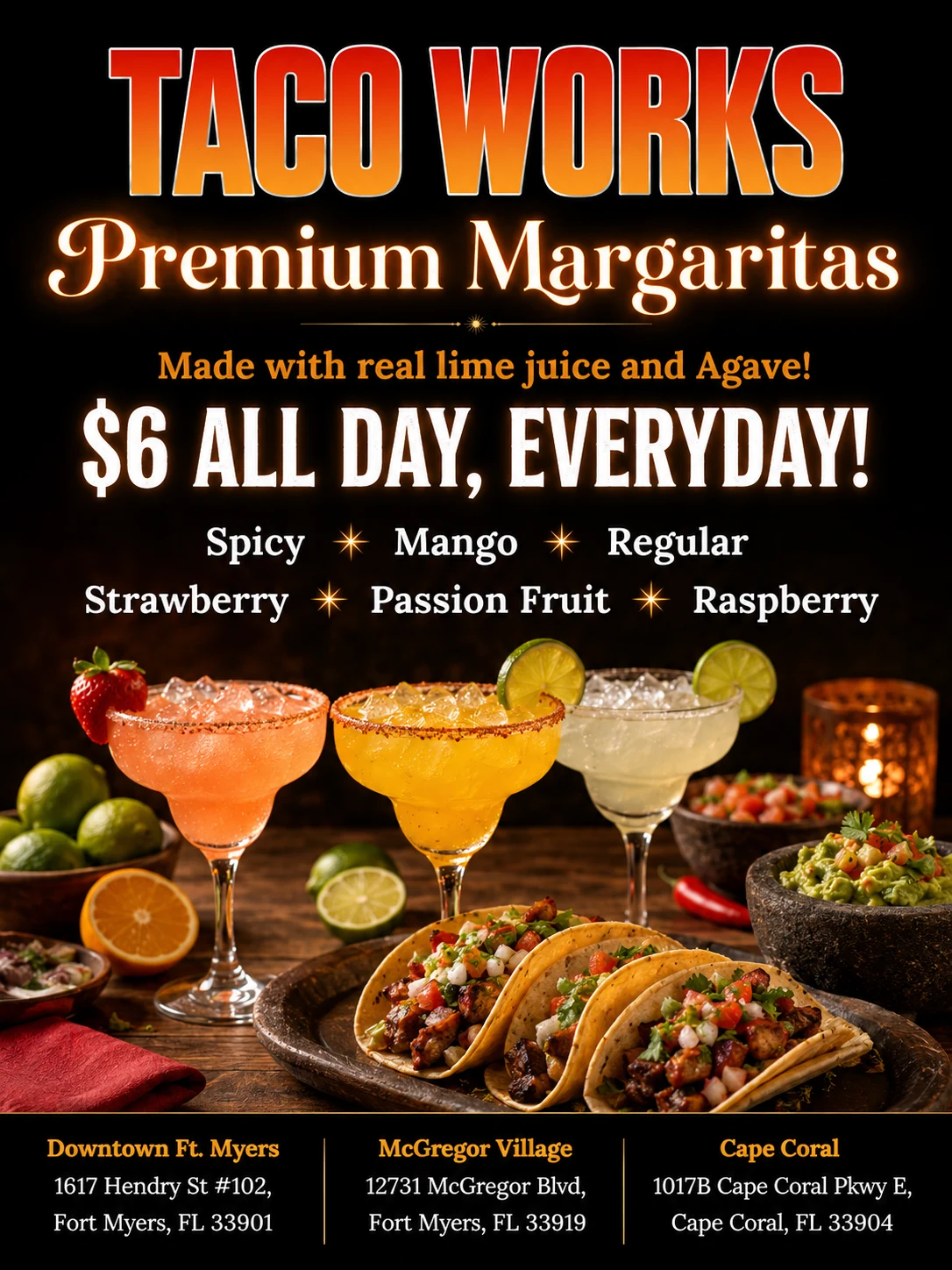 Taco Works margarita food and drink promotion